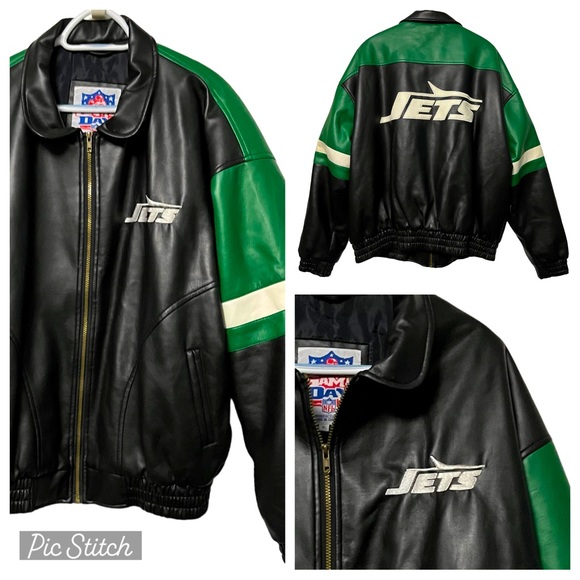 game day Jackets & Coats Vtg 9s Jets Leather Jacket Zip Bomber